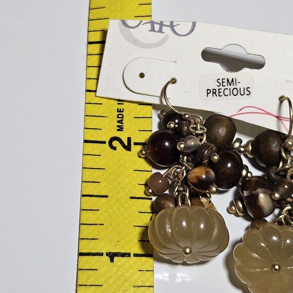**Sale** Cato Gold Tone Semi-precious Stone Dangling Earrings - Picture 9 of 13